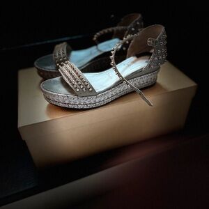 Christian Louboutin Metallic Studded Espadrilles